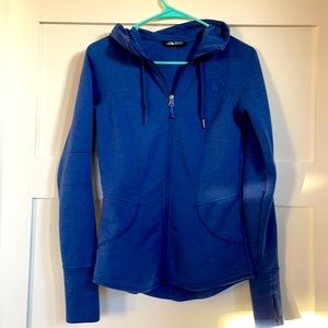 The North Face blue zip up hoodie, XS
